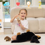 MorisMos 20'' Large Sausage Dog Stuffed Animal Mommy with Baby Puppy Toys for Kids, 3Pcs Realistic Long Hair Sausage Toys for Girl Boy Birthday Christmas