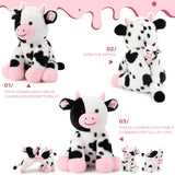 Dairy Cattle Plush Toys 14.6 Inches - MorisMos Stuffed Animals - Stuffed Animal Babies with Their Mom - Stuffed Animals with Babies in the Belly - Cow Cartoon Plush Dolls - Christmas/Birthday Gift for Children 3 Years +