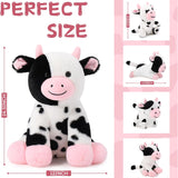 Dairy Cattle Plush Toys 14.6 Inches - MorisMos Stuffed Animals - Stuffed Animal Babies with Their Mom - Stuffed Animals with Babies in the Belly - Cow Cartoon Plush Dolls - Christmas/Birthday Gift for Children 3 Years +