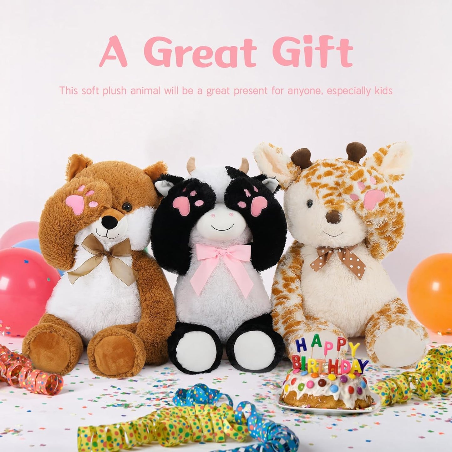 Dairy Cow Plush Toys - Cow Stuffed Animals 24 Inches - Farm Stuffed Animals - Hide and Seek Play Toys - Cute Cartoon Plush Pillows for Kids - Christmas/Birthday/Baby Shower/Valentine's Day/Thanksgiving Gift For Teens Kids Adults