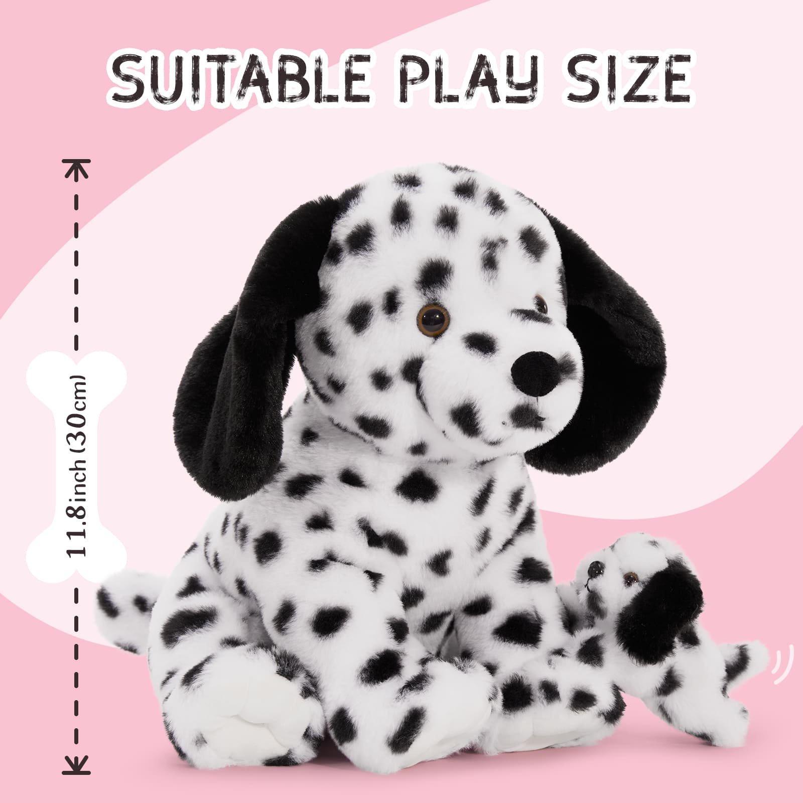 Dalmatian Stuffed Animals - 11.8 Inches Dog Plush Toys - Cute Mini Puppy Plush Dolls - Stuffed Animal Babies with Their Mom - Stuffed Animals with Babies in the Belly - Stuffed Dog with Three Puppies - Free Shipping