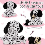 Dalmatian Stuffed Animals - 11.8 Inches Dog Plush Toys - Cute Mini Puppy Plush Dolls - Stuffed Animal Babies with Their Mom - Stuffed Animals with Babies in the Belly - Stuffed Dog with Three Puppies - Free Shipping