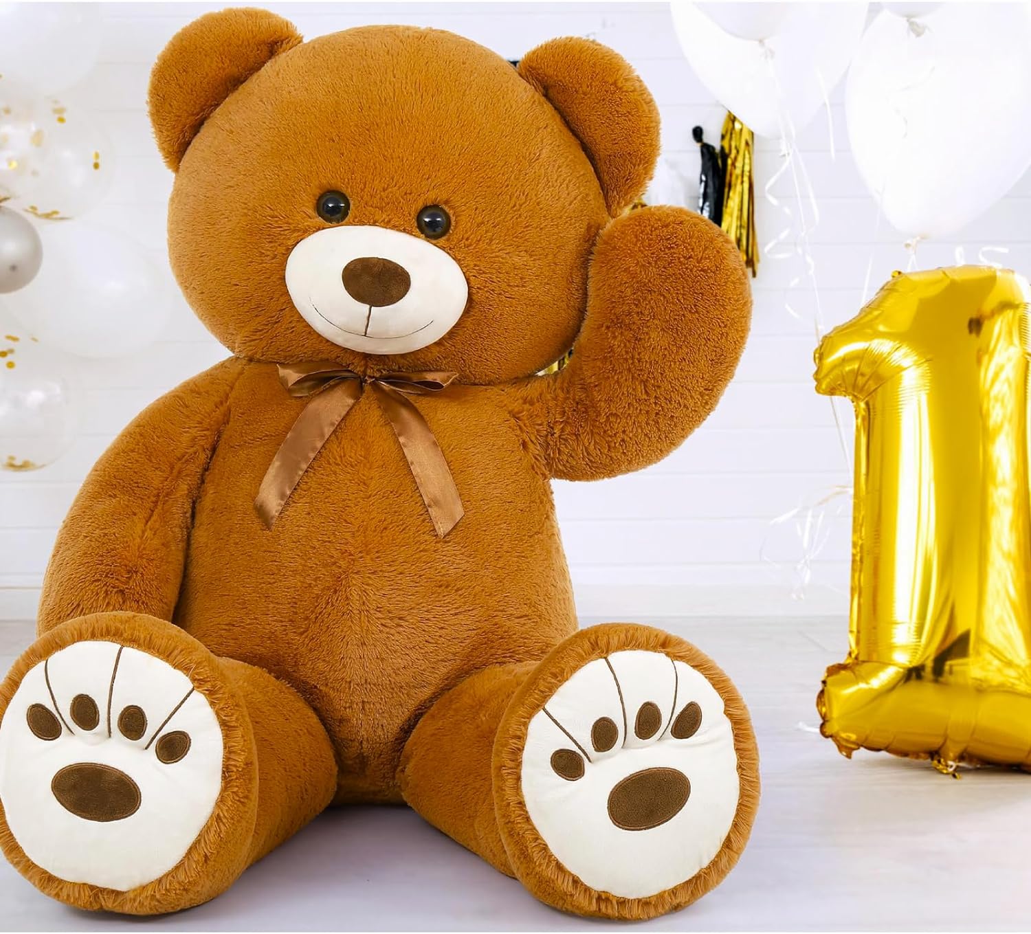 Teddy Bear Plush Toy, Light Brown/Brown/Pink/Beige, 35.4/48.82/59 Inches