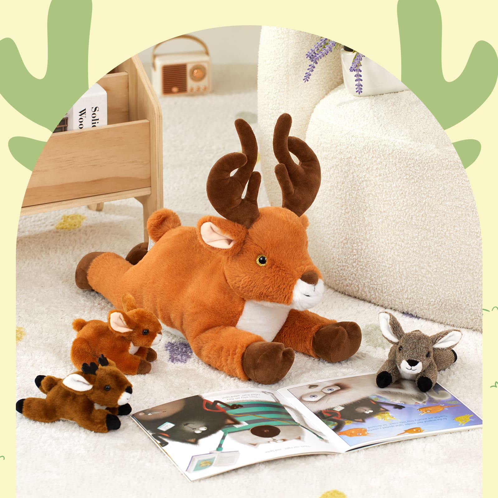 Reindeer Stuffed Animals Elk Plush Toys, 17.7 Inches