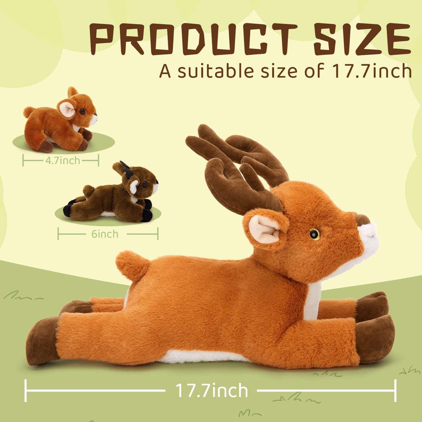 Reindeer Stuffed Animals with Babies in the Belly - Lifelike Big Deer with Four Deer Baby Plush toys - Christmas/Birthday/Easter/Thanksgiving Gift Ideas - Stuffed Animals Near Me