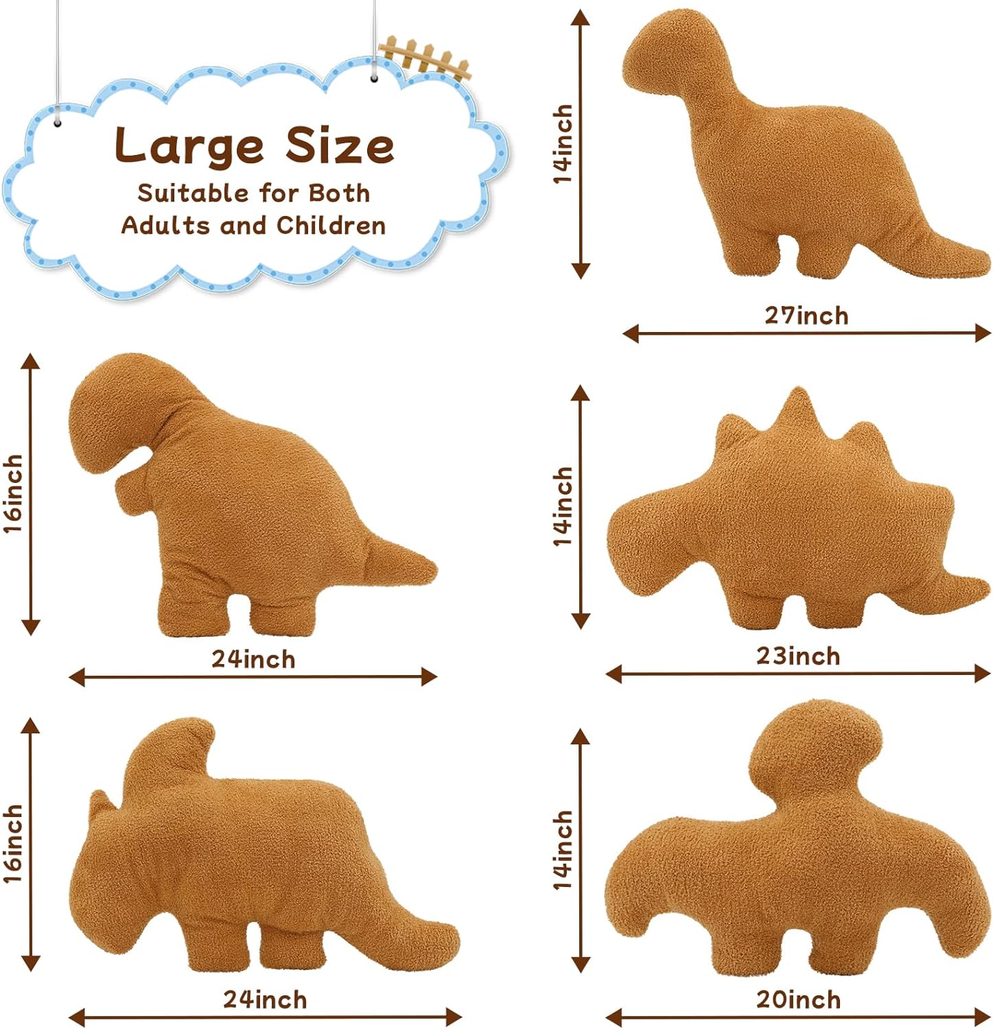 Dinosaur Chicken Nugget Pillow Plush Toy