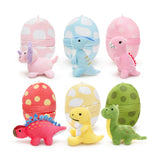 6 Pcs Dinosaur Egg Plush Toy Set with 6 Pcs Colorful Eggs