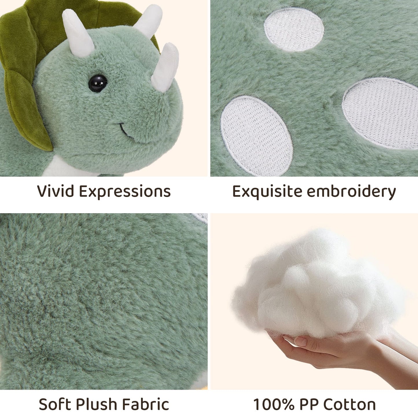 Peluche dinosaure avec 3 bébés dinosaures, 17,6 pouces