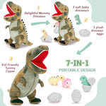 Dinosaur Plush Toys - 7 Pcs Dino Stuffed Animals Bulk - Cute Tyrannosaurus Dinosaur Plush Dolls - Stuffed Animal Dinosaur Babies with Their Mom - Jurassic Park Soft Toys - Gifts for Boys Girls