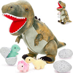 Dinosaur Plush Toys - 7 Pcs Dino Stuffed Animals Bulk - Cute Tyrannosaurus Dinosaur Plush Dolls - Stuffed Animal Dinosaur Babies with Their Mom - Jurassic Park Soft Toys - Gifts for Boys Girls