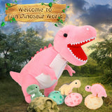 Dinosaur Plush Toys - 7 Pcs Dino Stuffed Animals Bulk - Cute Tyrannosaurus Dinosaur Plush Dolls - Stuffed Animal Dinosaur Babies with Their Mom - Jurassic Park Soft Toys - Gifts for Boys Girls