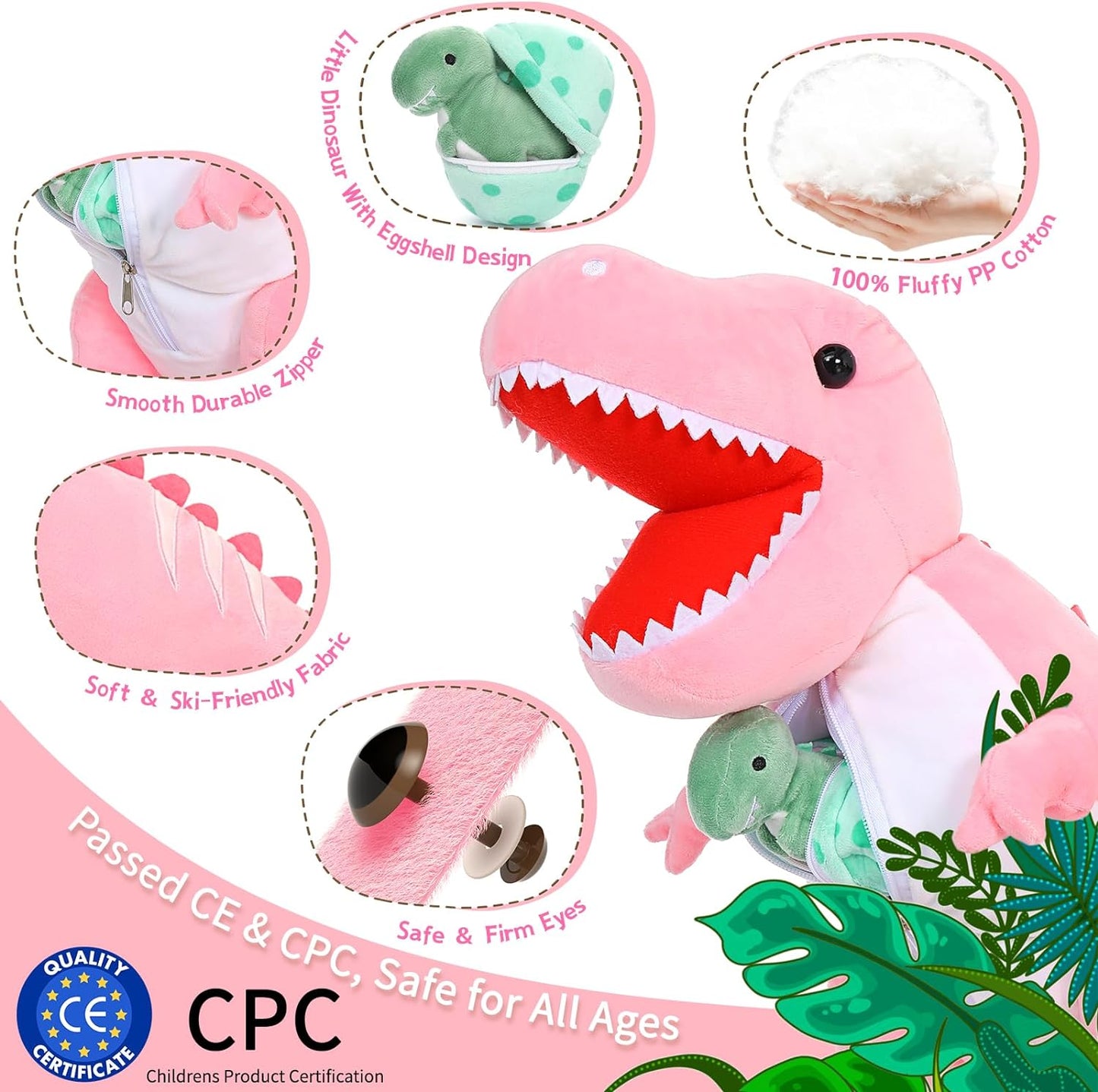 Dinosaur Plush Toys - 7 Pcs Dino Stuffed Animals Bulk - Cute Tyrannosaurus Dinosaur Plush Dolls - Stuffed Animal Dinosaur Babies with Their Mom - Jurassic Park Soft Toys - Gifts for Boys Girls