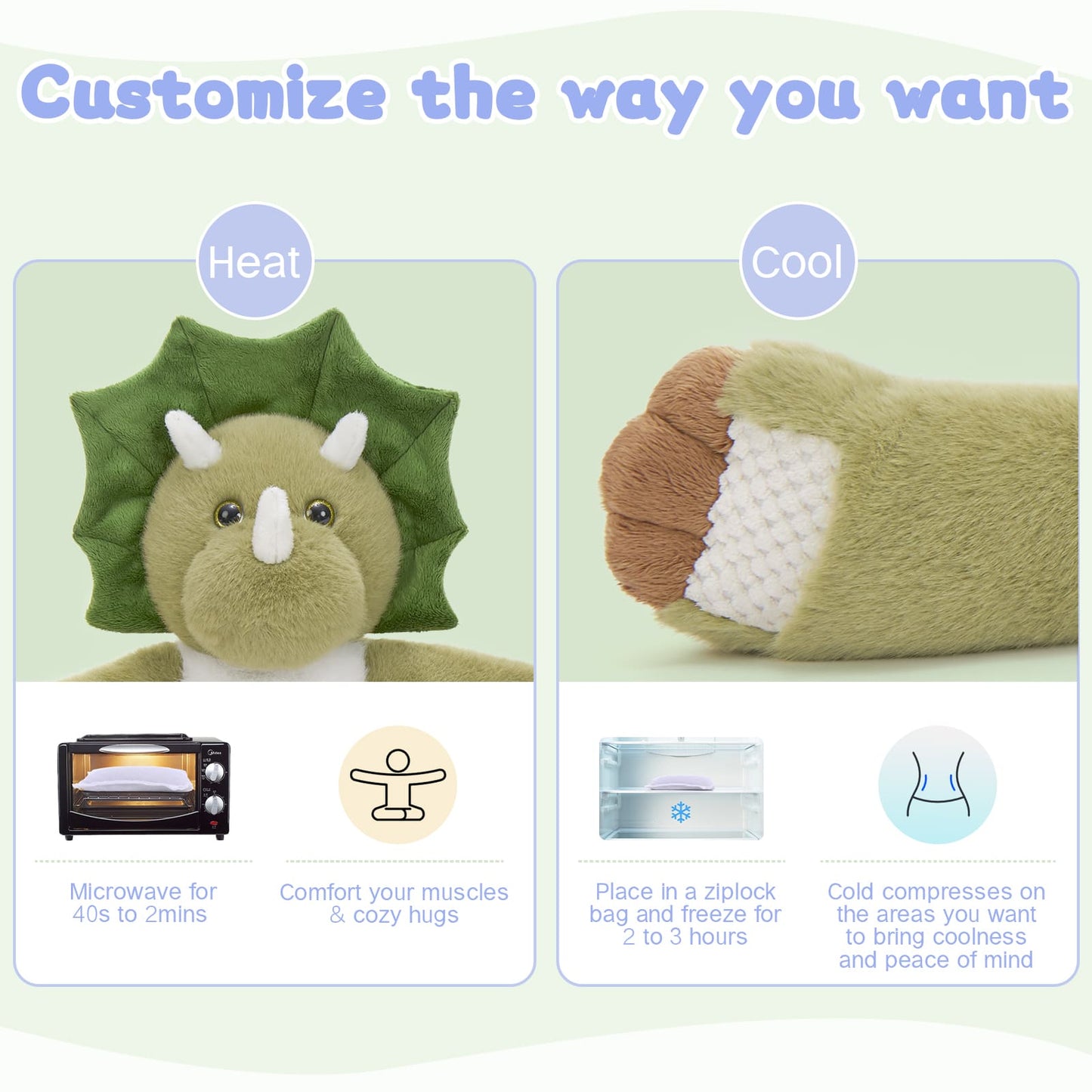 Dinosaur Wighted Stuffed Animals for Kids, Adults - 20 Inches Long Plush Arms for Hugs - 3.8 LBS Dinosaur Stuffed Animal Plushies - Ultra Squishy Body Pillows - Long Arm Plushie Neck Pillow for Sofa, Bed - Gift for Kids, Teens, Adults