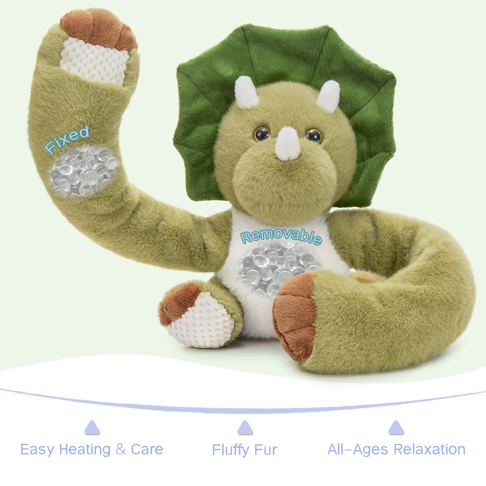 Dinosaur Wighted Plush Pillows with 20 Inches Long Arms, Green, 3.8 LB
