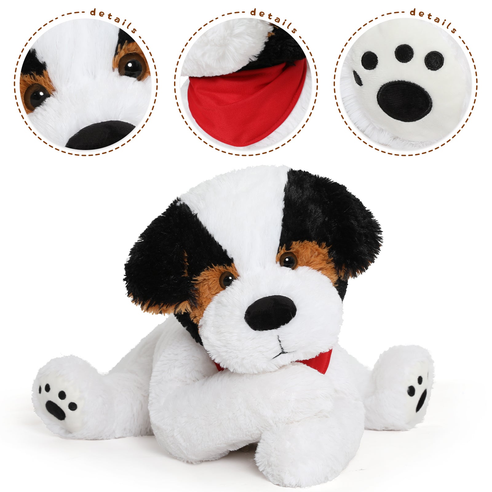 Bernese Mountain Dog Plush Toy Set, 24 Inches - Stuffed Animal Babies with Their Mom - Cute Puppy Plush Toys for Children - Stuffed Animal with Babies in Belly