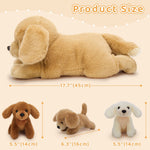 Lifelike Golden Retriever Stuffed Animals - Three Cute Puppy Stuffed Animal Babies with Their Mom - 18 InchesDog Plush Toys - Birthday/Christmas/Baby Shower/Valentine's Day Gift Ideas - Free Shipping