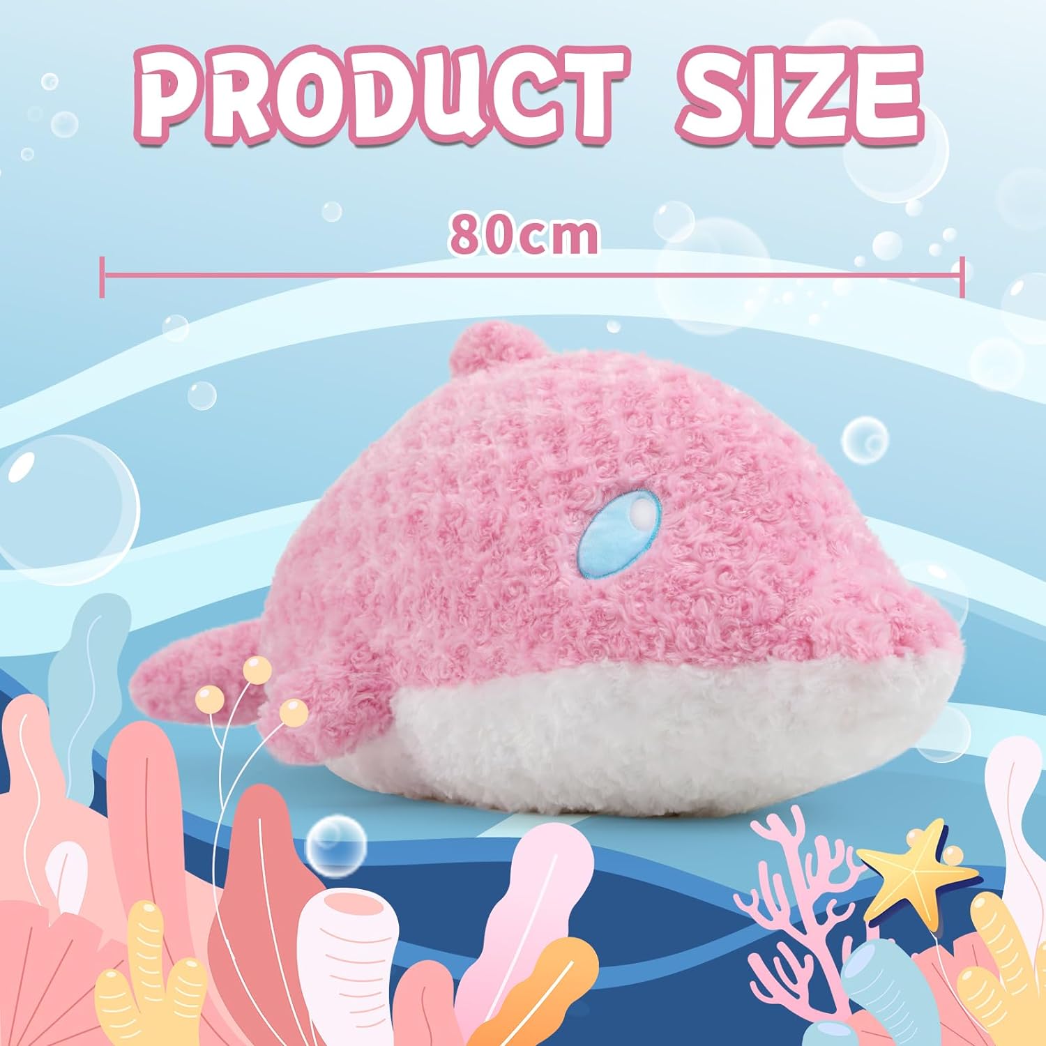 Dolphin Plush Toy Stuffed Animals, Pink, 31.5 Inches