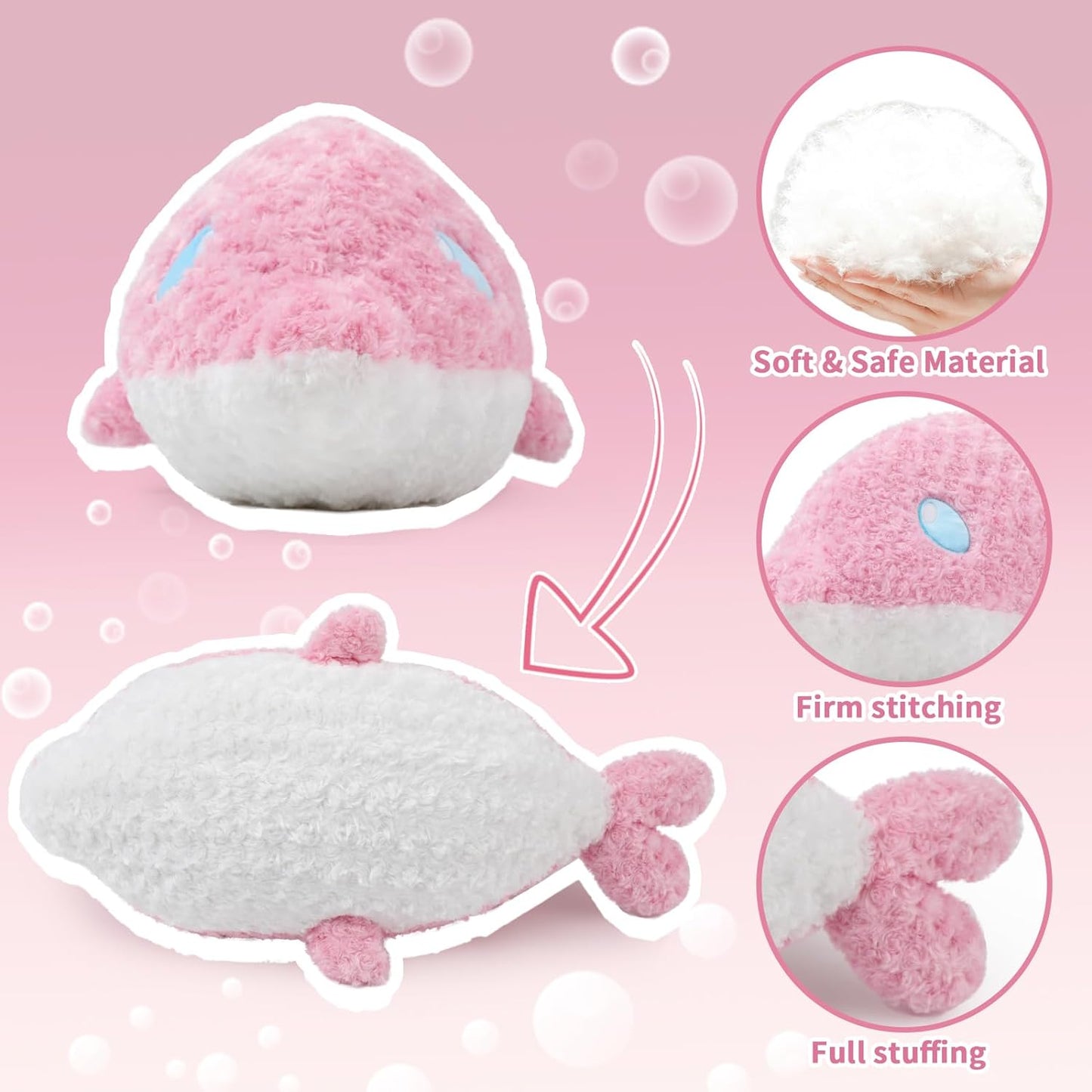 Dolphin Plush Toy Stuffed Animals, Pink, 31.5 Inches - MorisMos Stuffed Animals