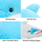 20.5 Inch Blue Dolphin Plush Toy with Four Baby Dolphins
