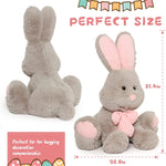 Cute Easter Bunny Plush Toys - Big Rabbit Stuffed Animals with A Pink Bow - Easter Gift for Kids Teens Adults - Cute Cartoon Bunny Plush Pillows 31 Inches - Birthday Gift for Friends