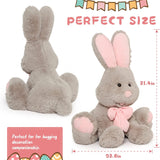 Cute Easter Bunny Plush Toys - Big Rabbit Stuffed Animals with A Pink Bow - Easter Gift for Kids Teens Adults - Cute Cartoon Bunny Plush Pillows 31 Inches - Birthday Gift for Friends