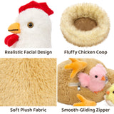 14 Inch Chicken Plush Toy Set with Three Chicks and Two Eggs