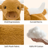 4 Piece Longhorn Cow Plush Toy Set Farm Animal Stuffed Toys