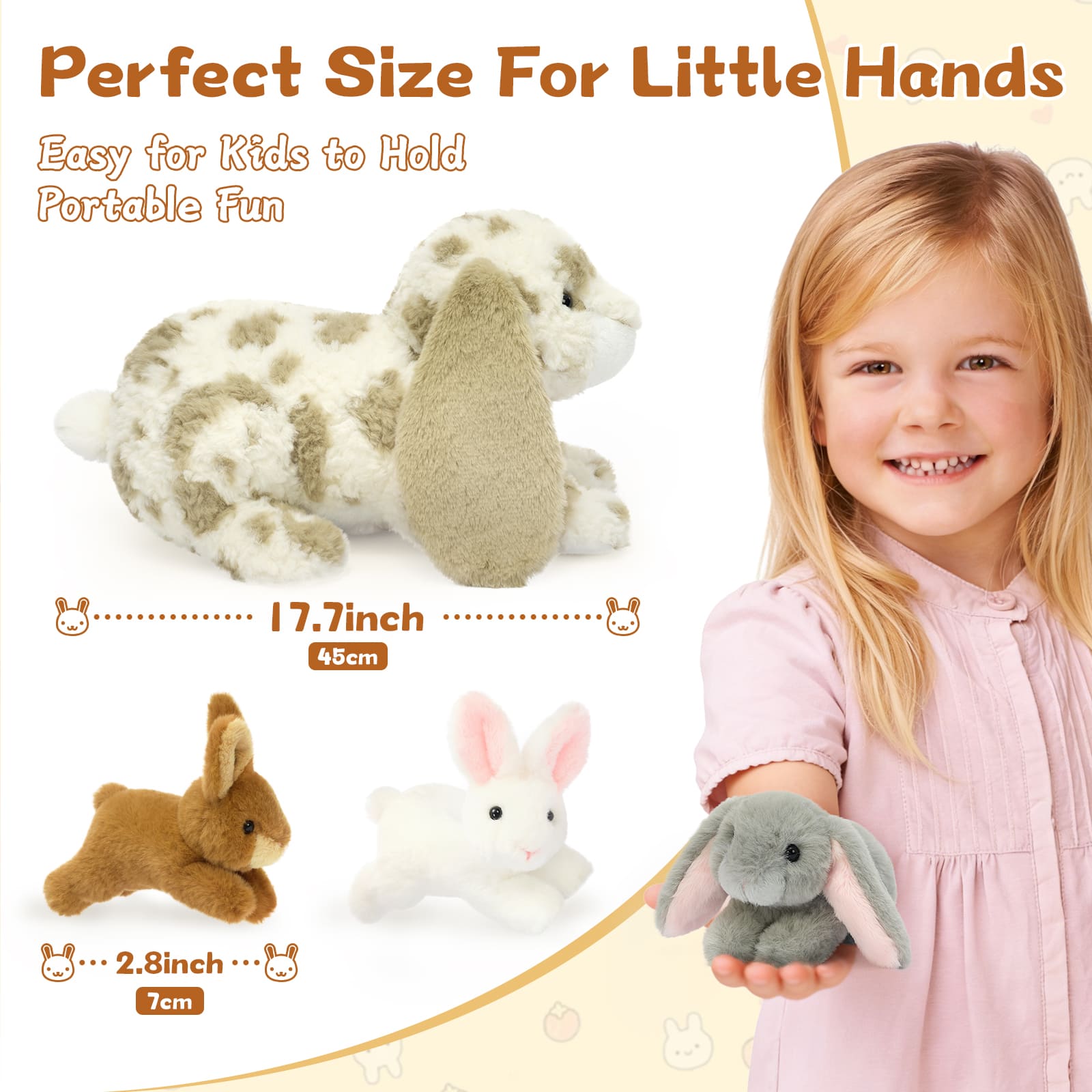 Realistic Bunny Stuffed Animals with Babies Inside, 17.7 Inches