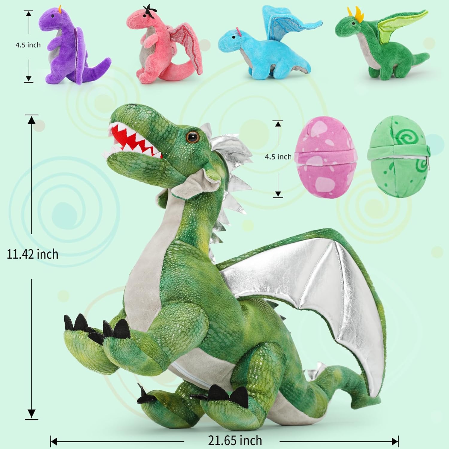 Flying Dragon Stuffed Toy Set, 21.6 Inches