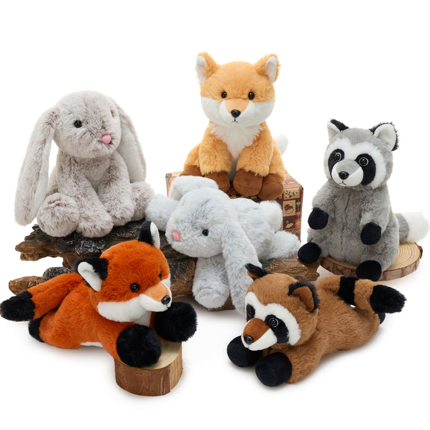 6 PCS Woodland Stuffed Animals Plush Set Cute Nursery Decor & Gift Set