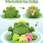 Frog Stuffed Animals - Frog Plush Toys - 4 Pcs Frog Princess Stuffed Animals - Realistic Frog Plush Dolls - Cute Cartoon Frog Plush Pillows for Kids - Christmas/Birthday Gift for Kids - Stuffed Animal Babies with their Mom