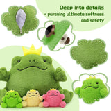 Frog Stuffed Animals - Frog Plush Toys - 4 Pcs Frog Princess Stuffed Animals - Realistic Frog Plush Dolls - Cute Cartoon Frog Plush Pillows for Kids - Christmas/Birthday Gift for Kids - Stuffed Animal Babies with their Mom