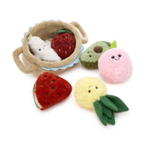 15.7 Inch Plush Basket with Six Stuffed Fruit Toys
