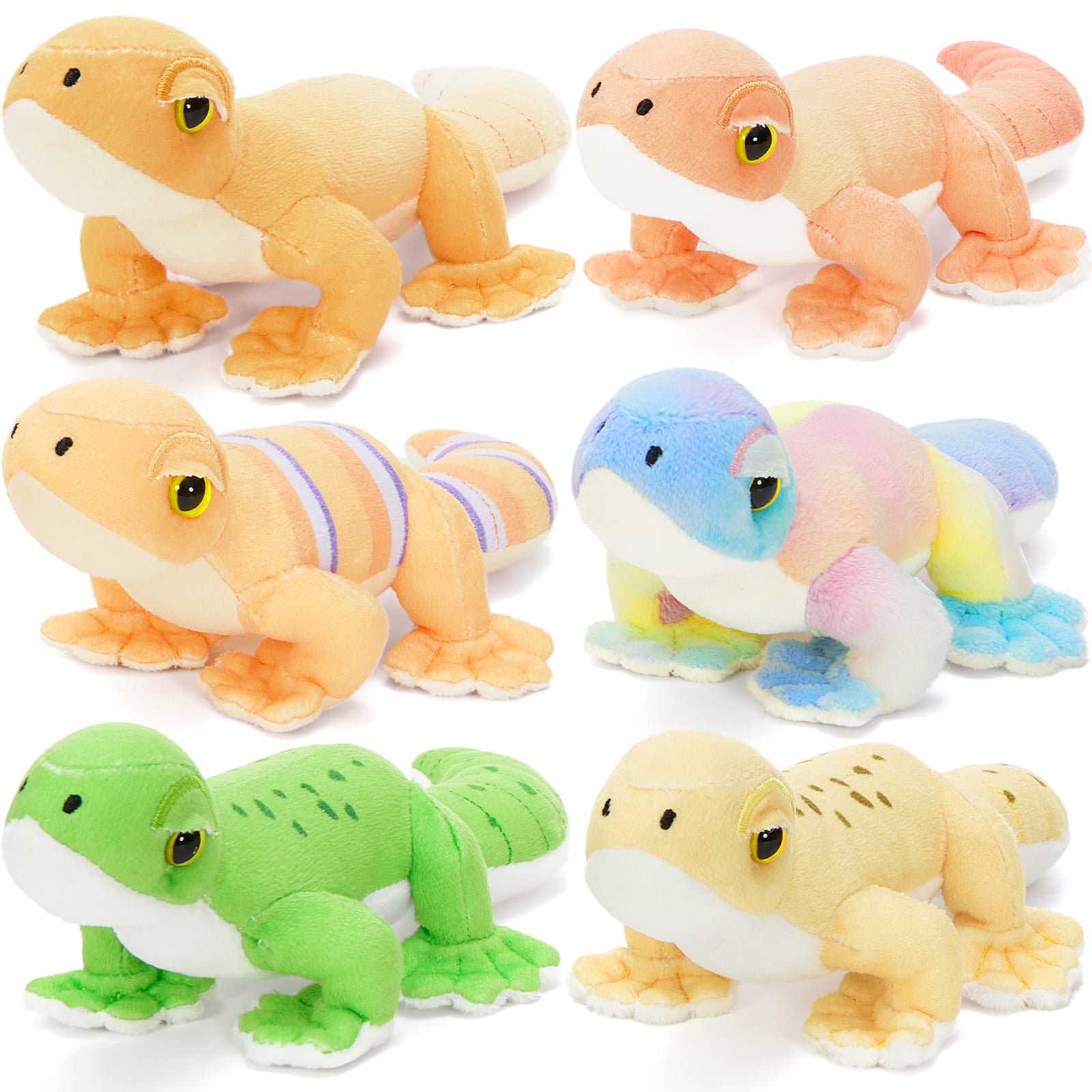 Plush Gecko Stuffed Animal Soft Colorful Gecko Toy Set, 7.9 Inches