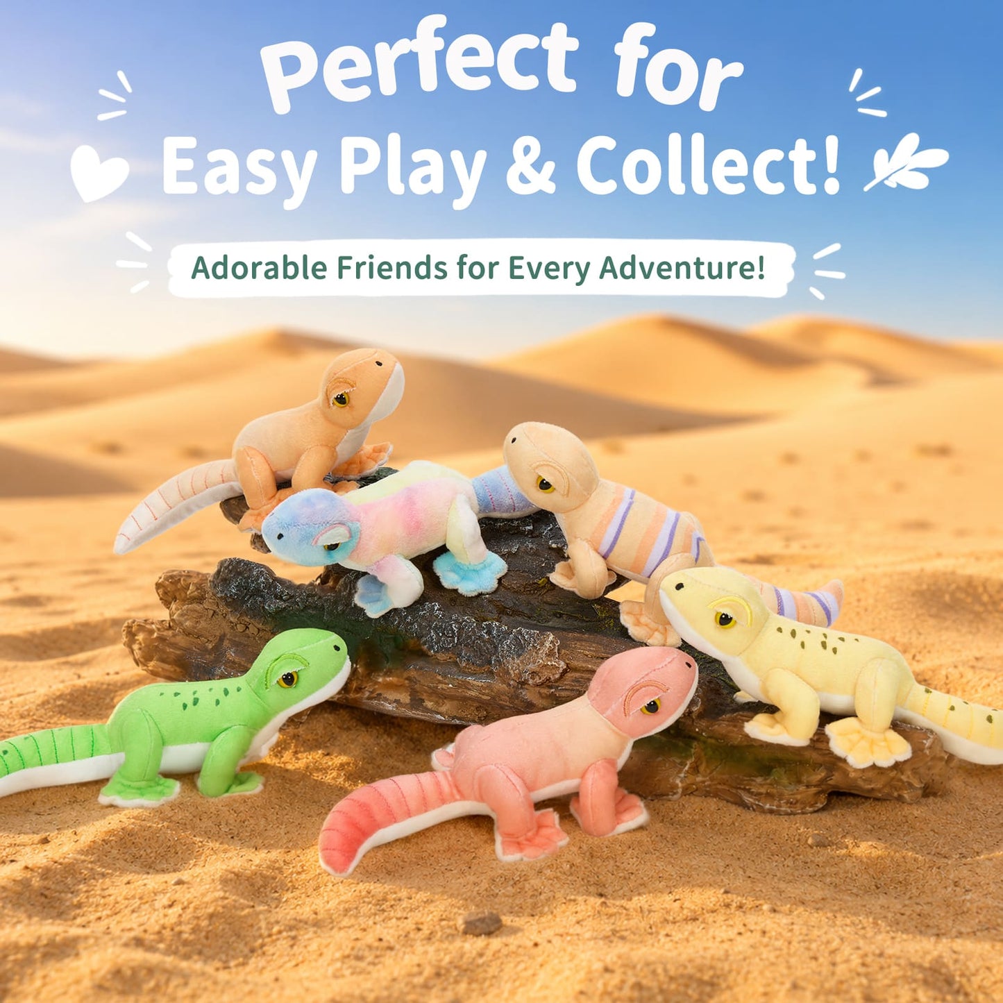 Colorful gecko plushie stuffed toy made with ultra soft material for kids animal lovers and plush collectors