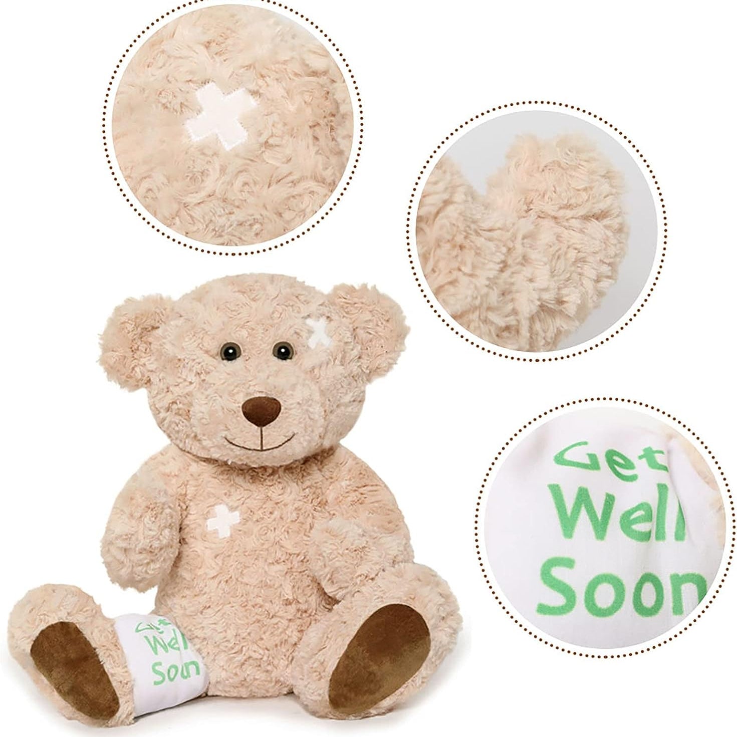 Get Well Soon Teddy Bear, Brown, 13.8 Inches