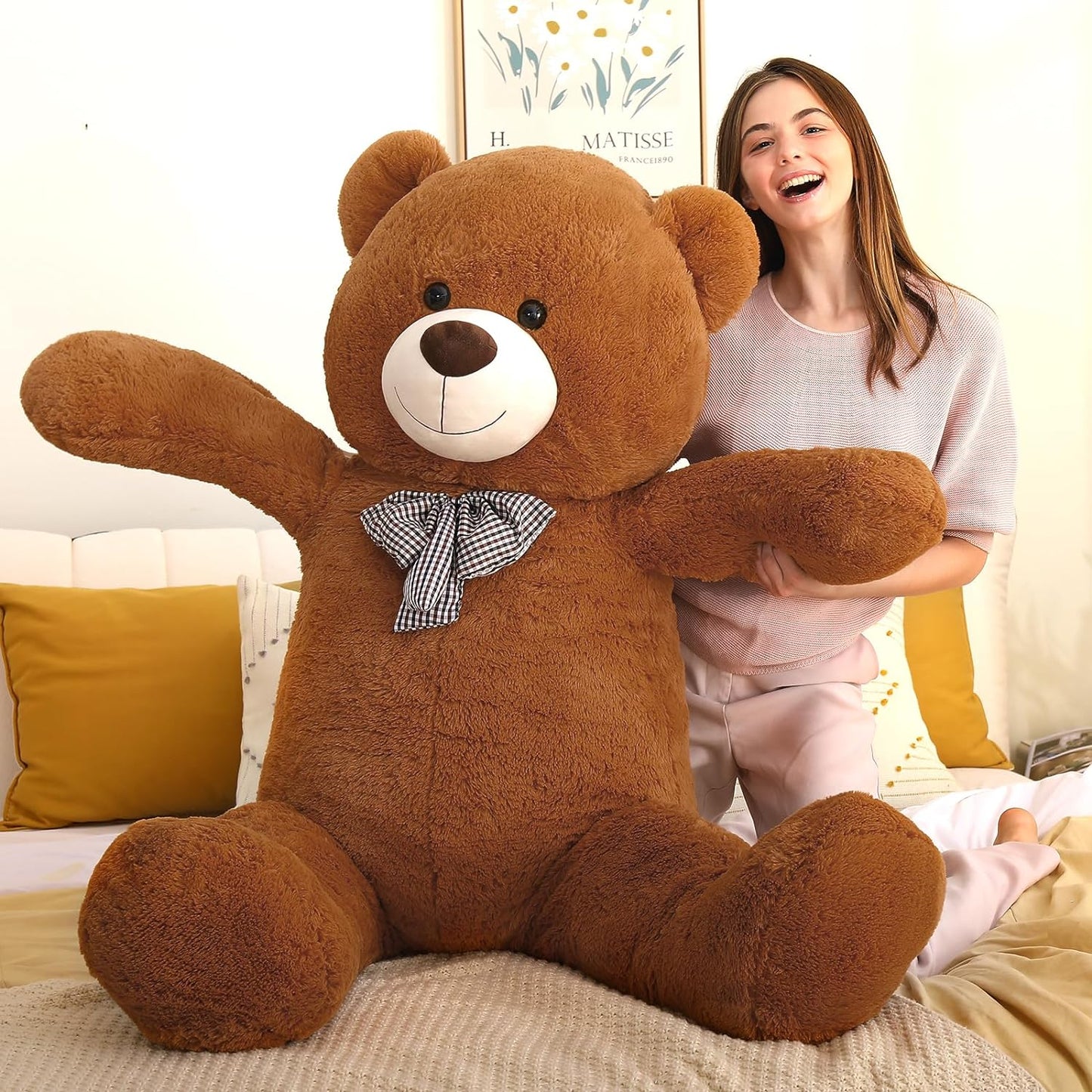 Giant Brown Teddy Bear Plush Toys - Dark Brown Teddy Bear Stuffed Animals - Massive Valentine's Day Teddy Bears&Gifts - Soft Cuddly Smiling Face Big Teddy Bear Plush Gift for Girlfriend/Boyfriend - Teddy Bear Plush Dolls for Birthday/Baby Shower/Christmas