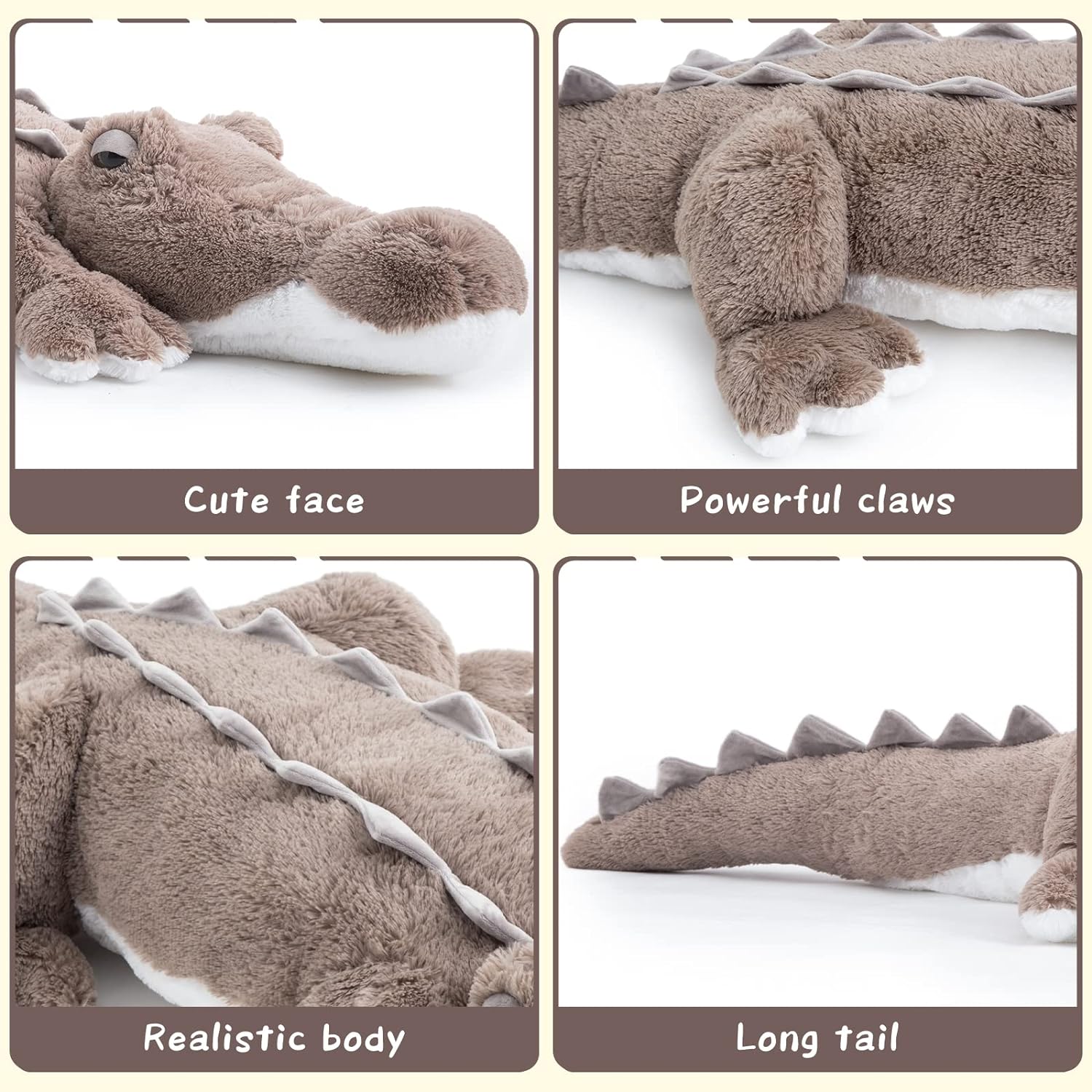 Alligator Stuffed Animals Crocodile Plush Toy, Brown/Green, 67 Inches