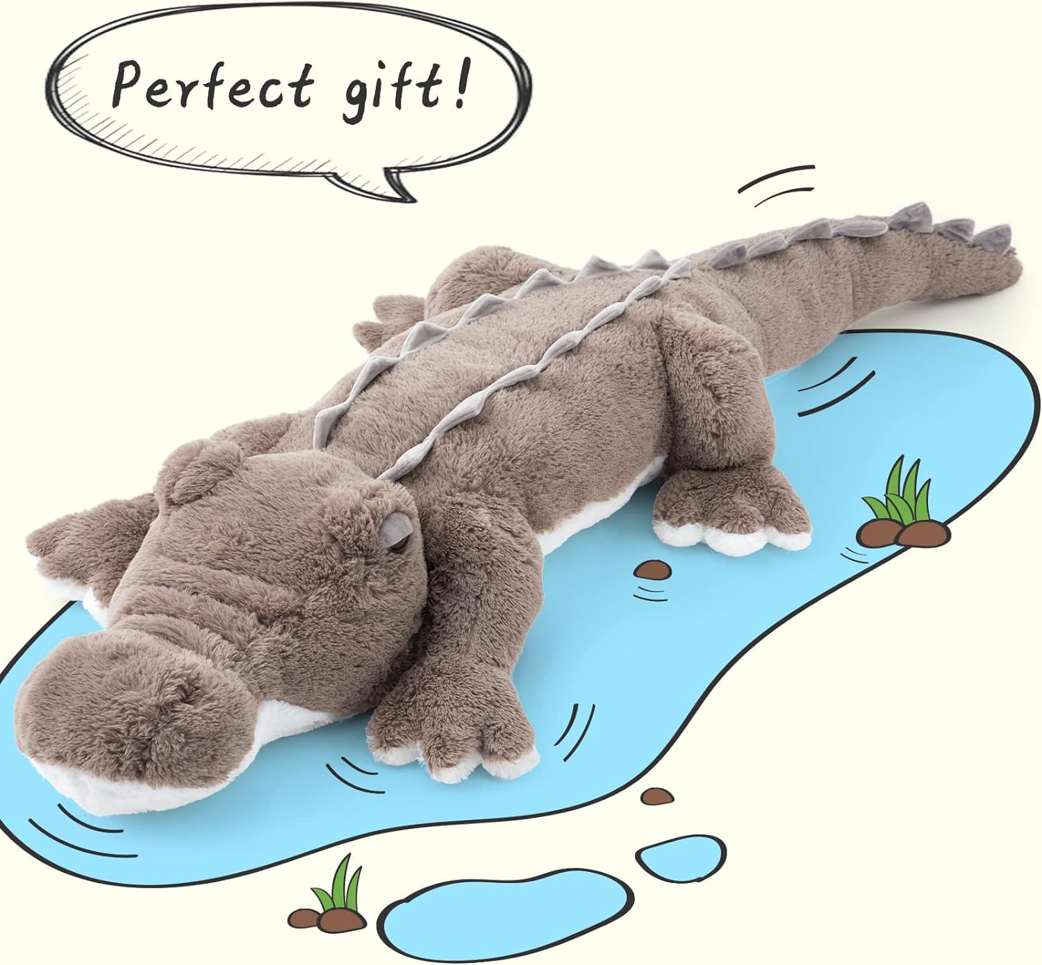 Alligator Stuffed Animals Crocodile Plush Toy, Brown/Green, 67 Inches