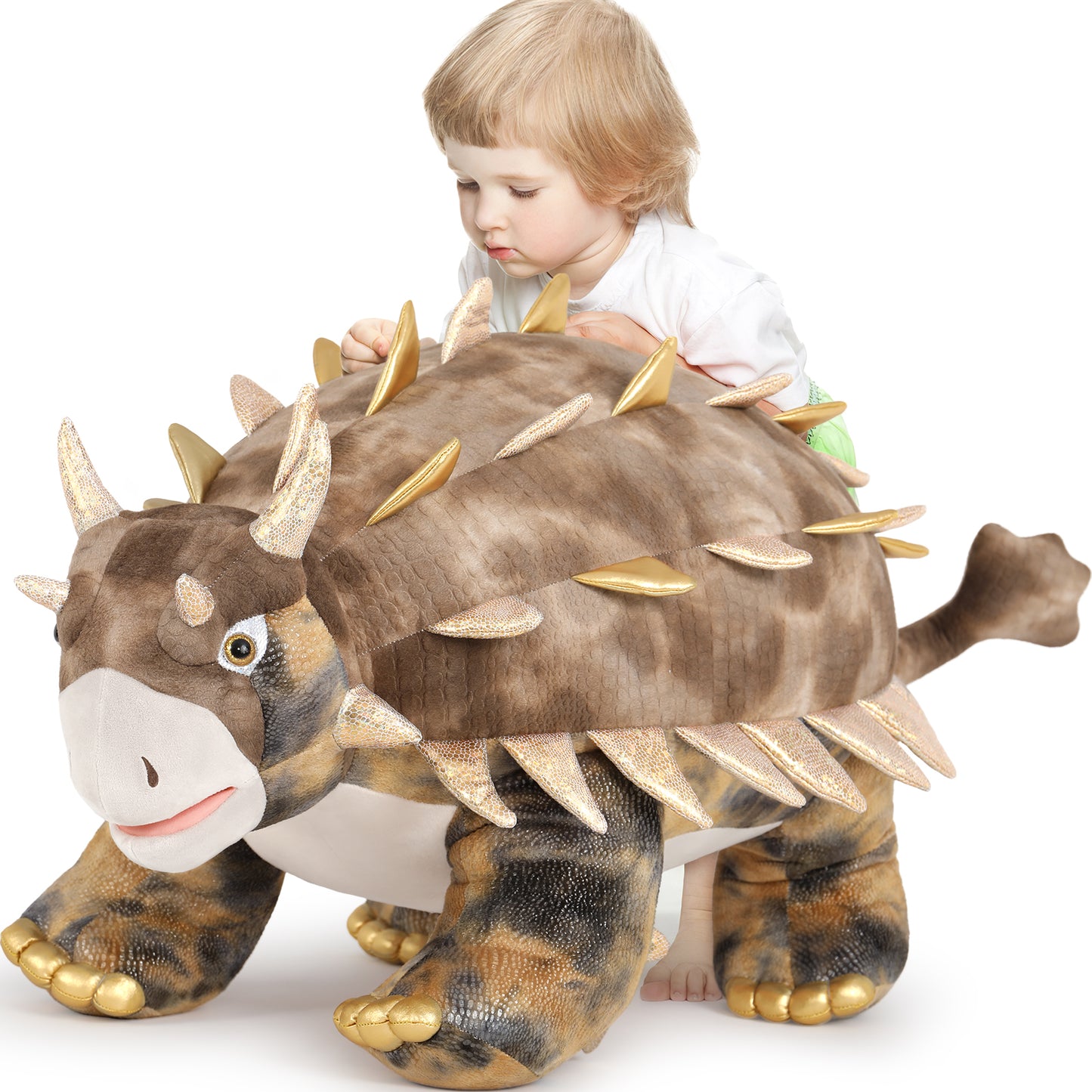 Giant Ankylosaurus Plush Toy - Gitant Dino Stuffed Animals, 47 Inches - Jumbo Dino Soft Toys - Huge Big Size Fluffy Plushy Fat Plushie - Jurassic Park Dinosaur Toys for Children - Jurassic Park Theme Baby Shower - Christmas/Birthday/Baby Shower/Thanksgiving/Graduation Gift Ideas - MorisMos Stuffed Animals - Free Shipping
