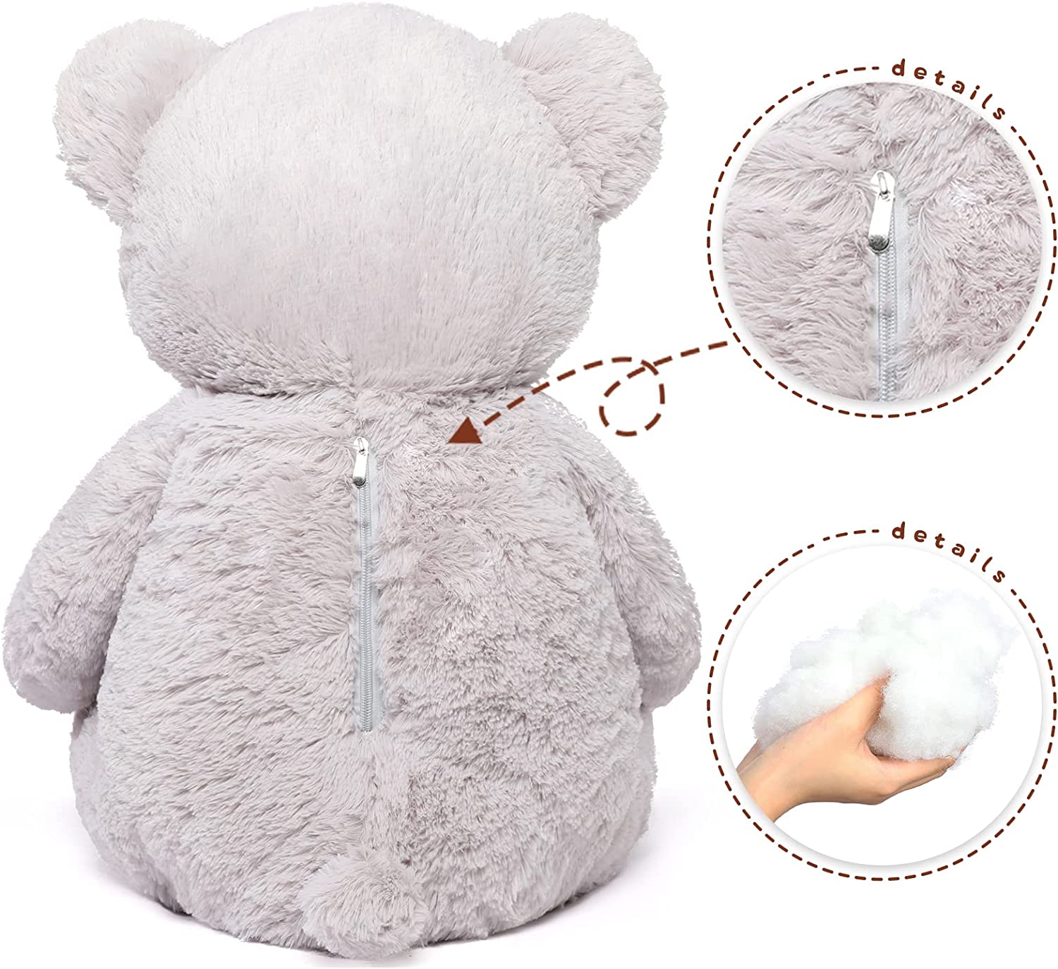 Grey Teddy Bear Plush Toys - Happy Smiling Face Pluffy Teddy Bear - Giant Teddy Bear Stuffed Animals - Teddy Bear Theme Baby Shower - Cute Teddy Bear Plush Dolls - Valentine's Day Teddy Bears&Gifts - Anniversary Gift for Wife/Husband - Vday Gift for Girlfriend/Boyfriend - Stuffed Animal Bear Babies with Their Mom