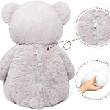 Grey Teddy Bear Plush Toys - Happy Smiling Face Pluffy Teddy Bear - Giant Teddy Bear Stuffed Animals - Teddy Bear Theme Baby Shower - Cute Teddy Bear Plush Dolls - Valentine's Day Teddy Bears&Gifts - Anniversary Gift for Wife/Husband - Vday Gift for Girlfriend/Boyfriend - Stuffed Animal Bear Babies with Their Mom