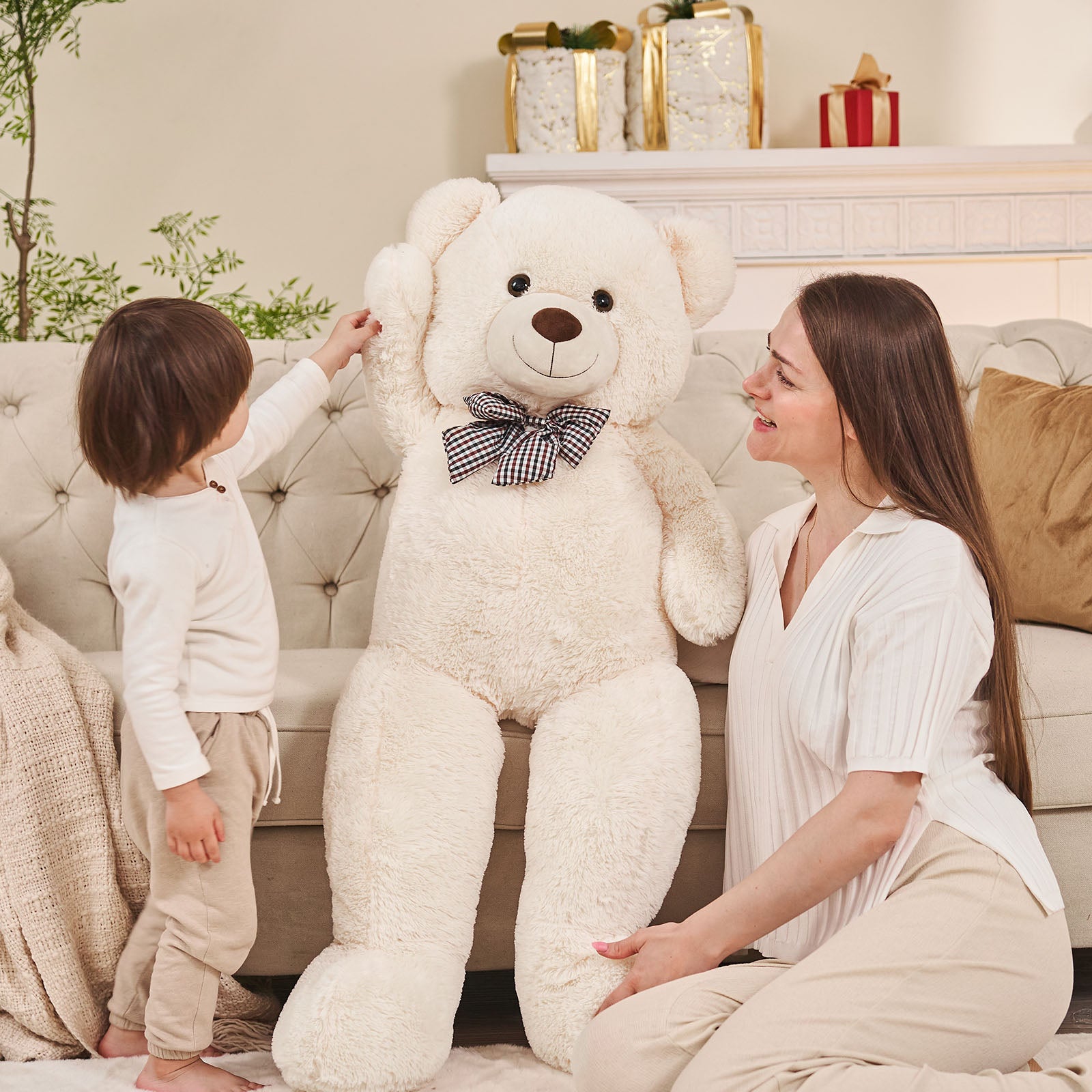 Giant Teddy Bear Stuffed Toy, Beige, 39/47/55/59 Inches