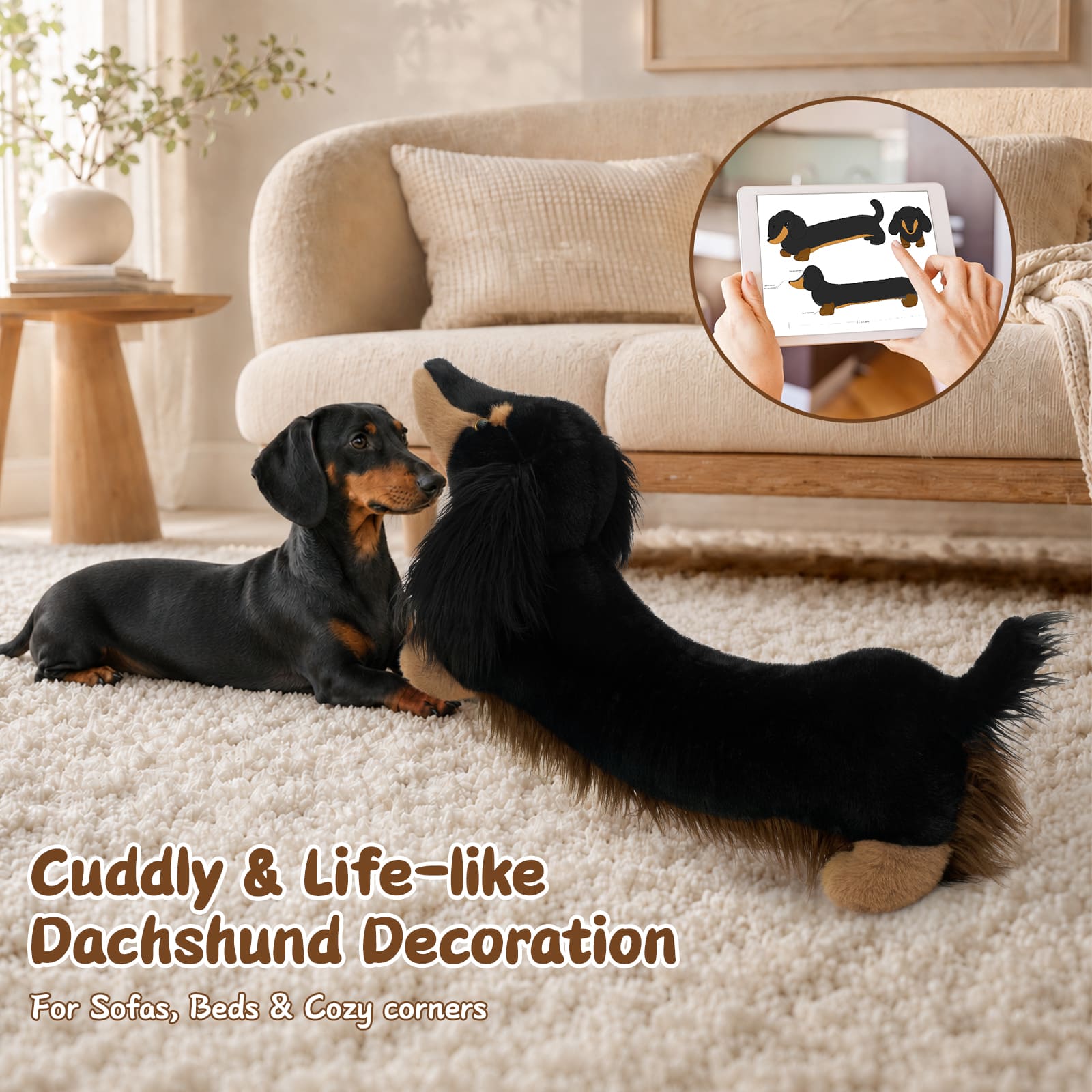 Giant Plush Dachshund Stuffed Animal Soft 43.3 Inch Wiener Dog Toy