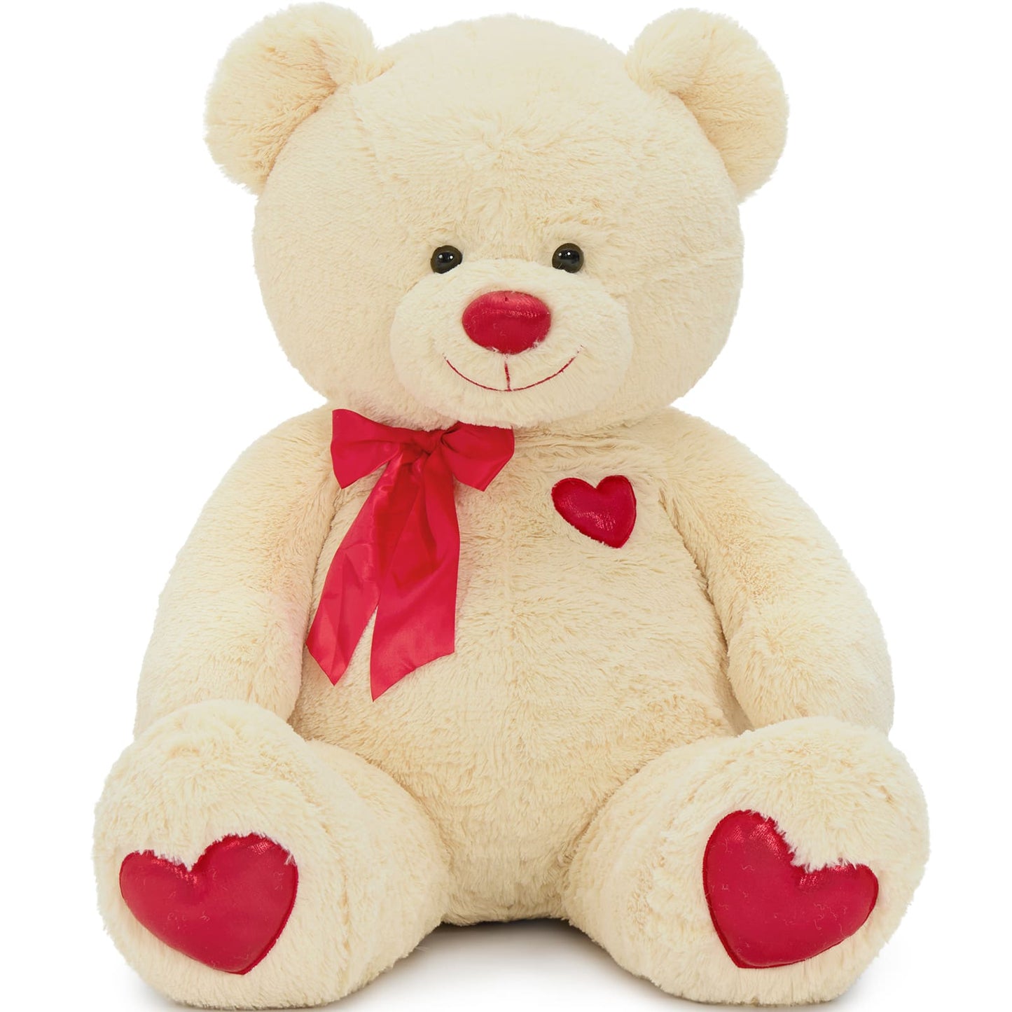 Giant teddy bear plush toy with red heart and bow gift
