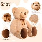 Giant Teddy Bear Stuffed Animals - 4 FT Brown Teddy Bear Plush Toys - Valentine's Day Gift for Girlfriend/Boyfriend - Fluffly Cuddly Plushy Fluffy Toy - Cute Teddy Bear Plush Pillows for Kids - Christmas/Birthday Gift for Children/Teens/Adults - Romantic Anniversary Gift for Wife/Husband - Wedding Gift for Friends - Teddy Bear Theme Baby Shower

