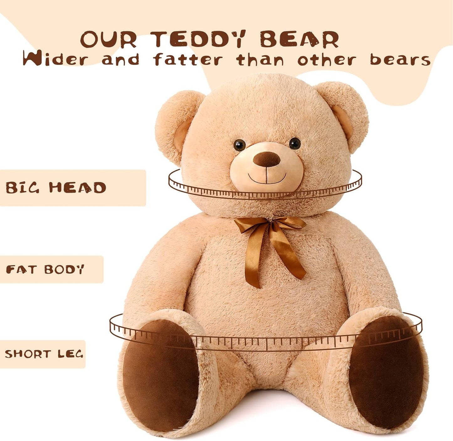 Giant Teddy Bear Stuffed Animals - 4 FT Brown Teddy Bear Plush Toys - Valentine's Day Gift for Girlfriend/Boyfriend - Fluffly Cuddly Plushy Fluffy Toy - Cute Teddy Bear Plush Pillows for Kids - Christmas/Birthday Gift for Children/Teens/Adults - Romantic Anniversary Gift for Wife/Husband - Wedding Gift for Friends - Teddy Bear Theme Baby Shower
