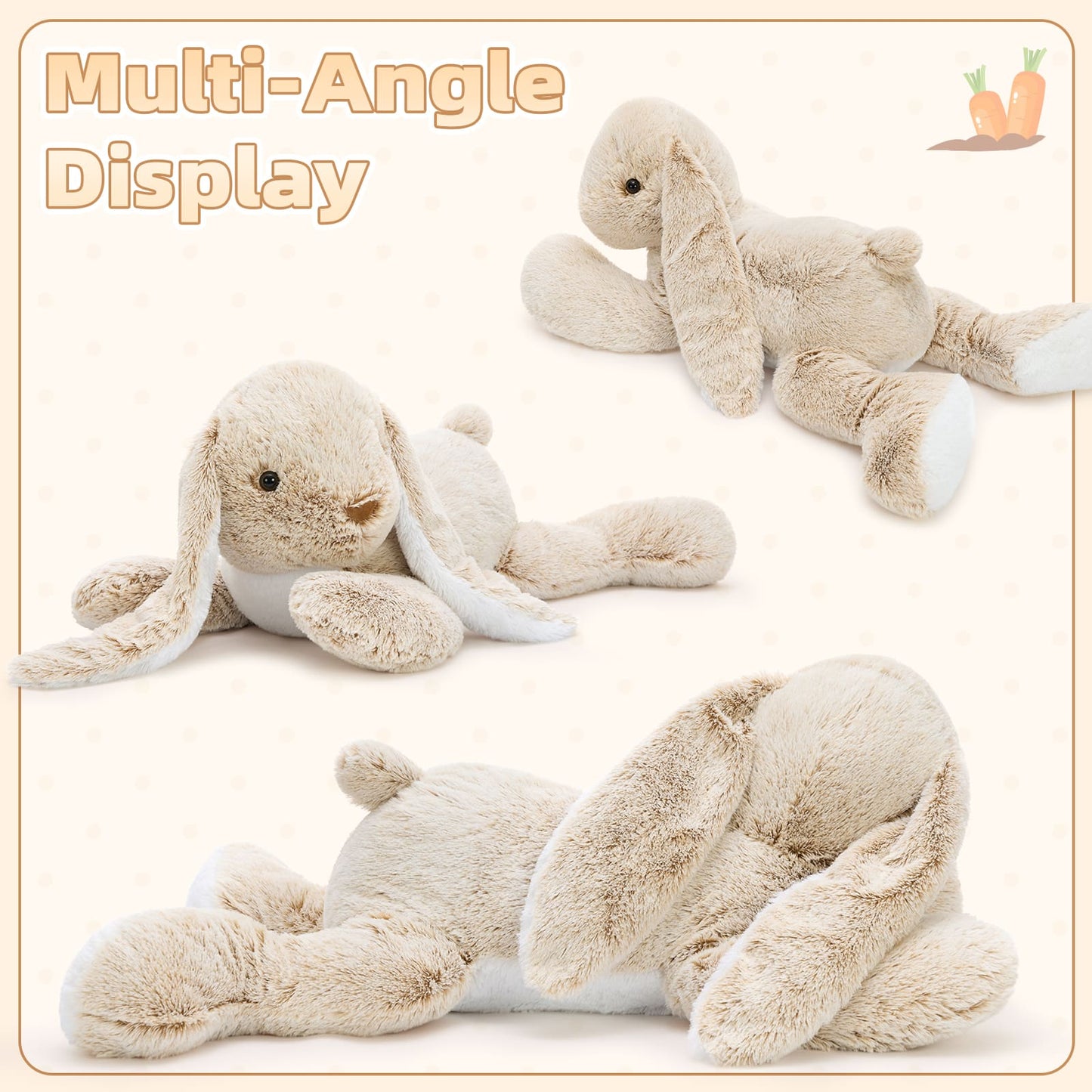 Giant Bunny Plush Toys - Light Brown Easter Rabbit Stuffed Animals - Easter Present for All Ages - 31 Inches Plush Bunny