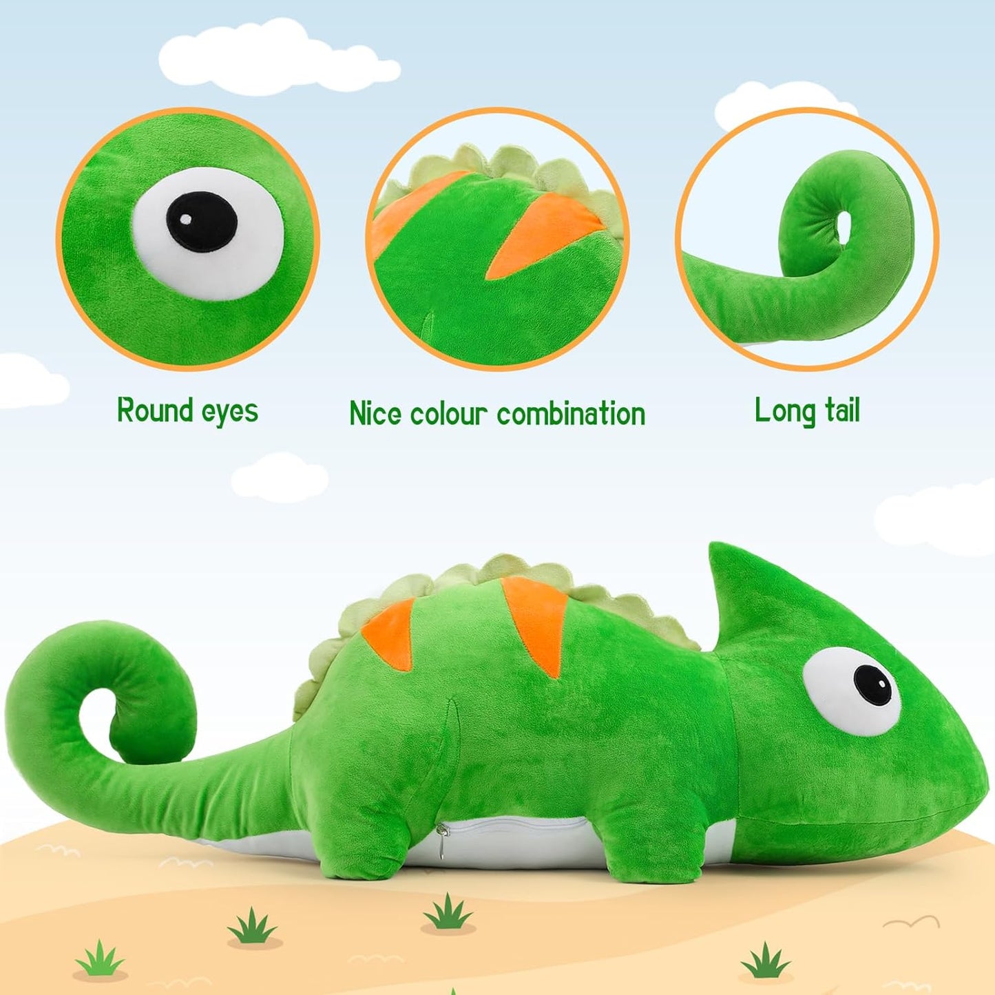 Giant Chameleon Stuffed Toy, 39 Inches