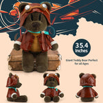 MorisMos Stuffed Animals - Giant Chocolate Teddy Bear Plush Toys with Costumes - 35 Inches Pilot Teddy Bear Plush Dolls - Valentine's Day Teddy Bears&Gifts for Boyfriend/Girlfriend - ' We Can Bearly Wait' Teddy Bear Theme Baby Shower Decor Ideas - Gender Reveal Party Teddy Bear Decorations -Birthday/Christmas/Graduation Gift for friends - Romantic Anniversary Gift for Wife/Husband - DIY Teddy Bear Clothes